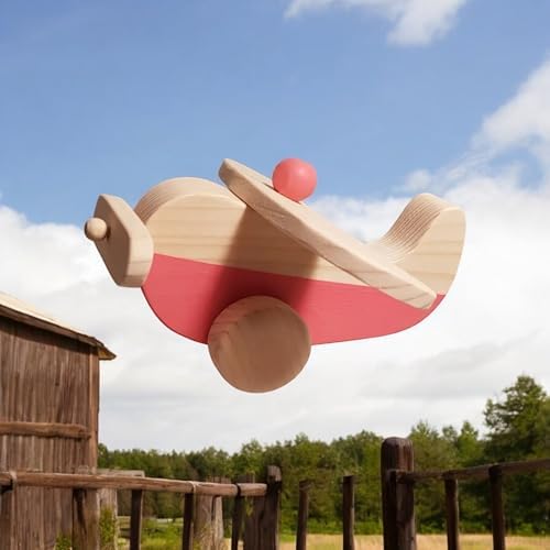 Wooden Airplane Toy for Toddlers Safe and Handmade