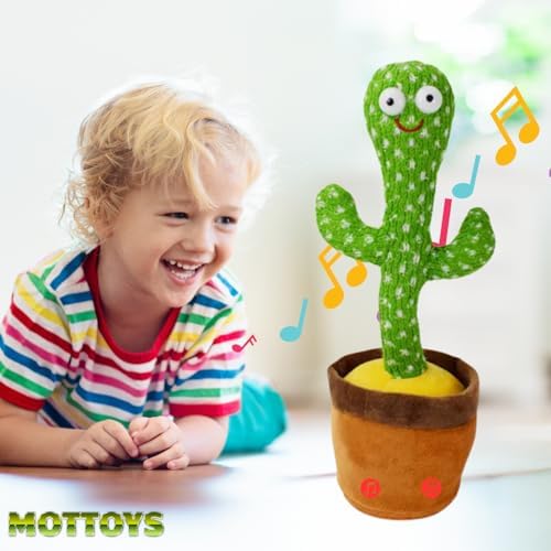 MOTTOYS Dancing Talking Cactus - 12 Inch Interactive Plush Toy