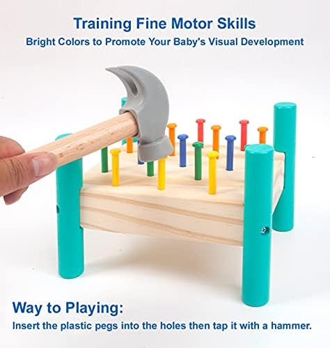 OUJILA Wooden Baby Workbench Pounding Hammer Toy