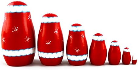 MATRYOSHKAHANDICRAFT 7 Piece Santa Claus Nesting Doll Set Wooden Hand Painted