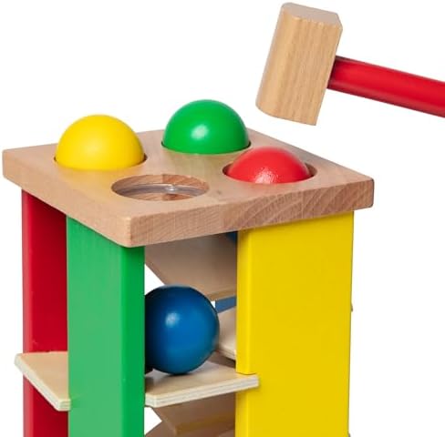 Melissa Doug Deluxe Pound and Roll Wooden Tower Toy