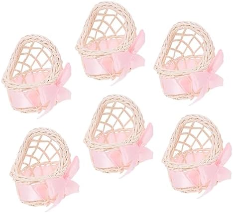 Toddmomy Mini Woven Flower Basket for Dollhouse DIY