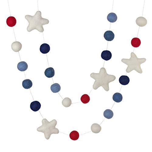 Fourth of July Garland with Felt Balls and Stars