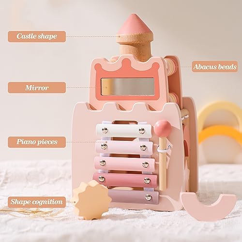 Wooden Teether Activity Cube for Toddlers 1 Year Old