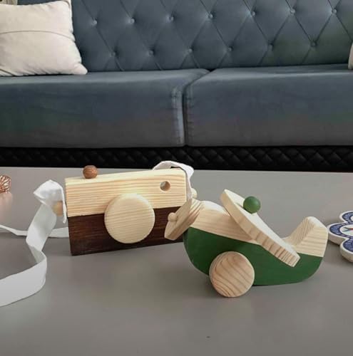Wooden Airplane Pull Toy for Toddlers Dark Green