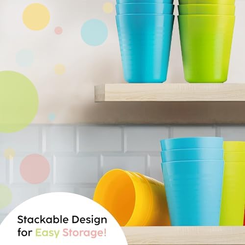 PLASKIDY Kids Cups Set of 6 8 Oz BPA Free