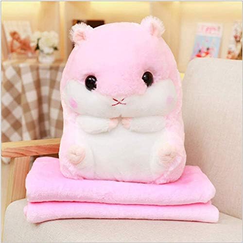 YunNasi Plush Hamster Pillow with Blanket Set Pink