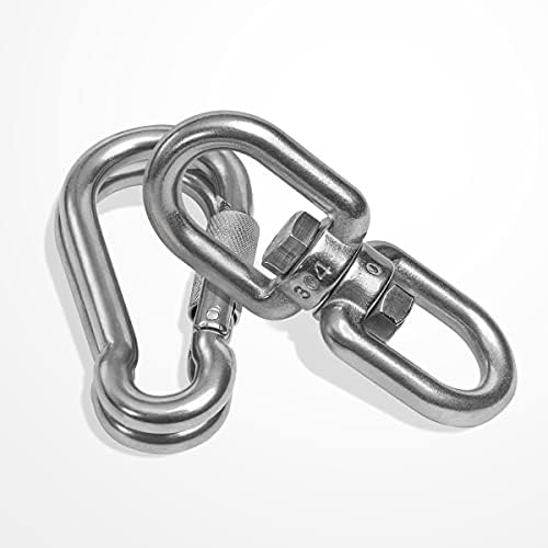 Velomill 304 Stainless Steel Swivel Eye Hook M8 Double Ended with Snap Hooks