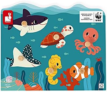 Janod Ocean Puzzle for Toddlers 7 Pieces Ages 18 Months