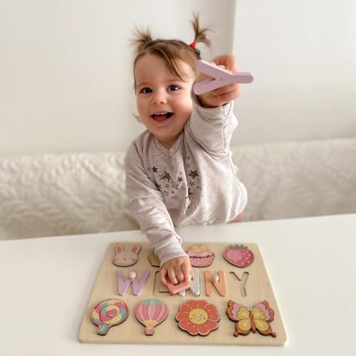 Customizedbee Personalized Wooden Name Puzzle for Toddlers 1-3