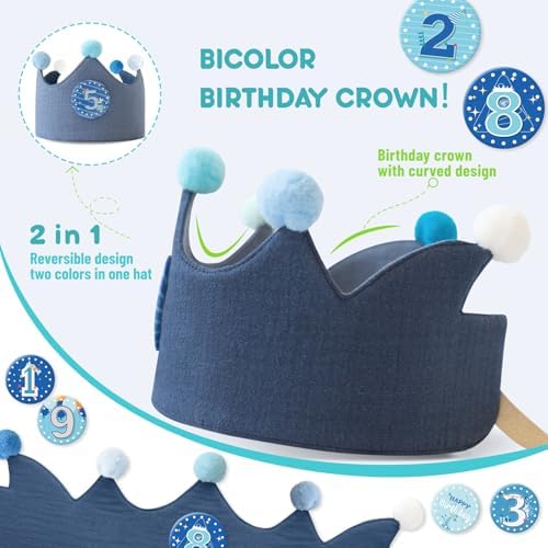 Ulibanner Reusable Birthday Crown with Numbers