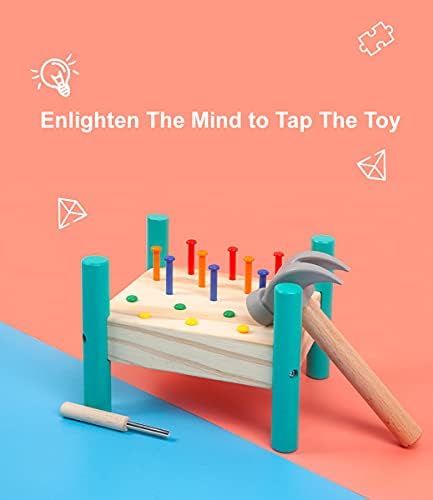 OUJILA Wooden Baby Workbench Pounding Hammer Toy