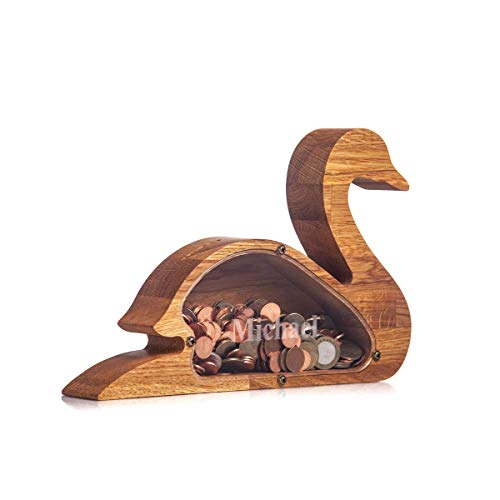 Wood Piggy Bank Swan - Montessori Wooden Gift for Kids