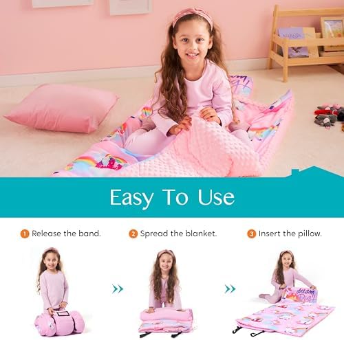 Joiedomi Toddler Nap Mat with Pillow and Blanket 55x30 Inch