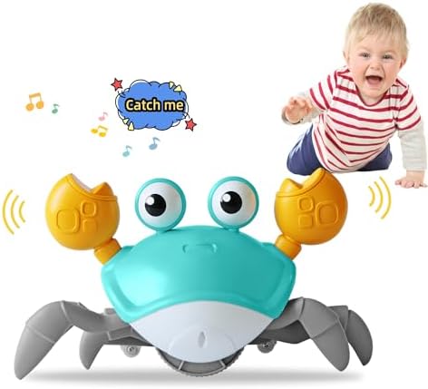 Crawling Crab Baby Toy with Sensors and Lights Green