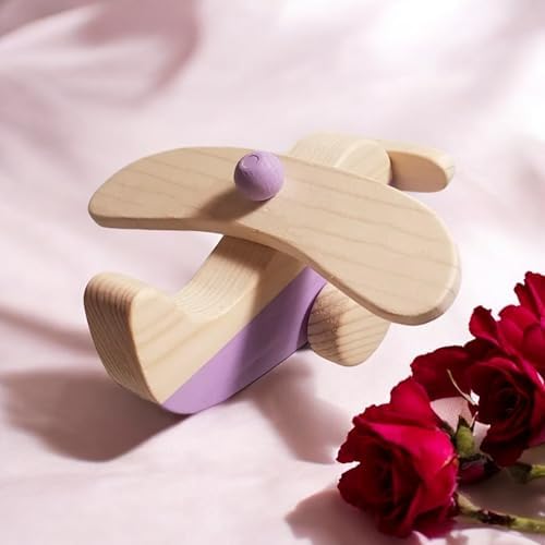 Cute Wooden Airplane Toy for Toddlers Handmade and Natural