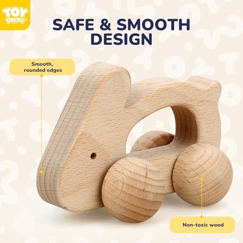 TOY Life Wooden Animal Cars for 0-12 Months