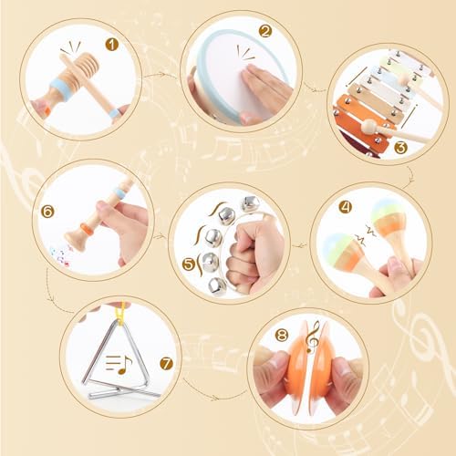 Ranqibo Wooden Musical Instruments Set for Toddlers