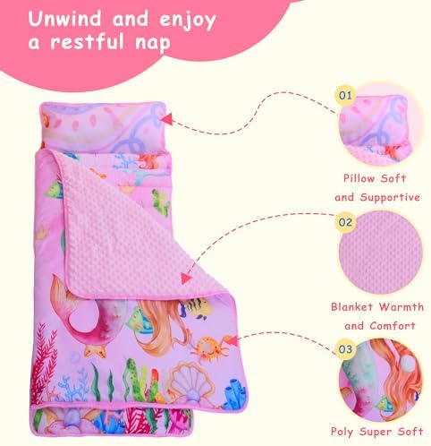 Lydaz Toddler Nap Mat with Pillow Blanket