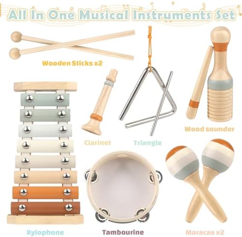 Vanplay Montessori Wooden Musical Instruments for Toddlers 1-3