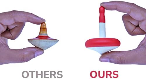 Shumee Set of 3 Colorful Wooden Spin Tops