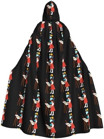 Little Girl Drawing Seriously Hooded Cloak Halloween Costume
