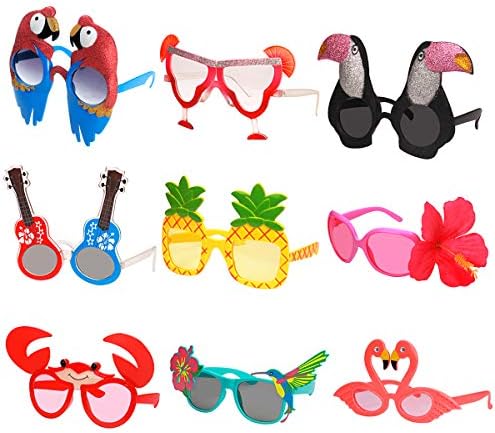 Ocean Line Luau Party Sunglasses Set - 9 Pairs Hawaiian Themed Gift