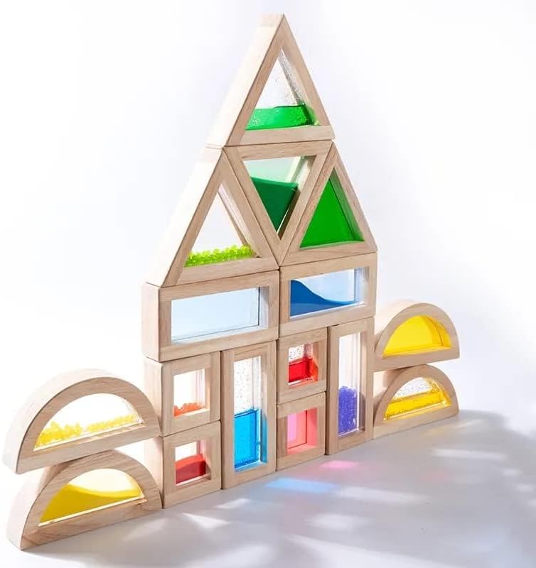 Kvintes Large Wooden Rainbow Blocks 16 Pcs Set