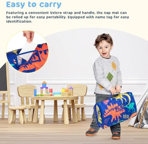 Toddler Nap Mat Extra Large 55 x 29 with Removable Pillow and Blanket
