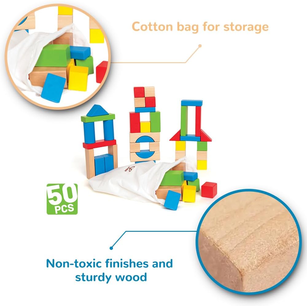 Hape Maple Wood Stacking Blocks Educational Toy Set for Toddlers