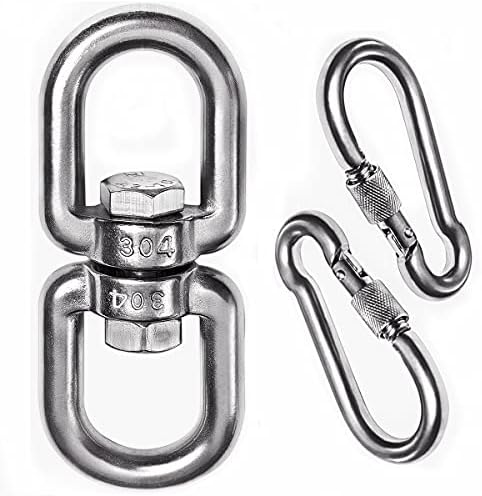 Velomill 304 Stainless Steel Swivel Eye Hook M8 Double Ended with Snap Hooks