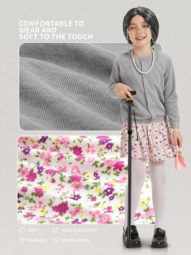 Gnodio Old Lady Costume for Kids 100 Days School