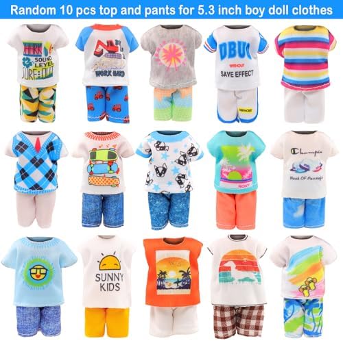 Miunana 12 PCS Boy Doll Clothes 53 Inch 10 Sets Casual Wear