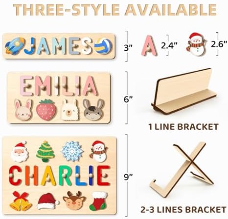 Customized Name Puzzle for Toddlers 1-3 Wooden Puzzles with Personalization