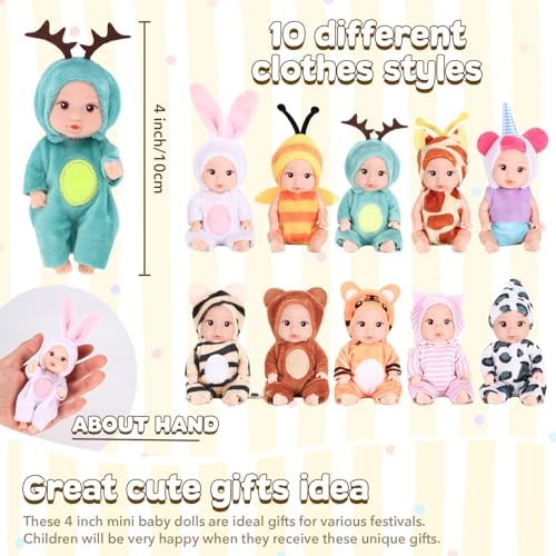 10 Pcs 4 Inch Mini Baby Dolls Playset
