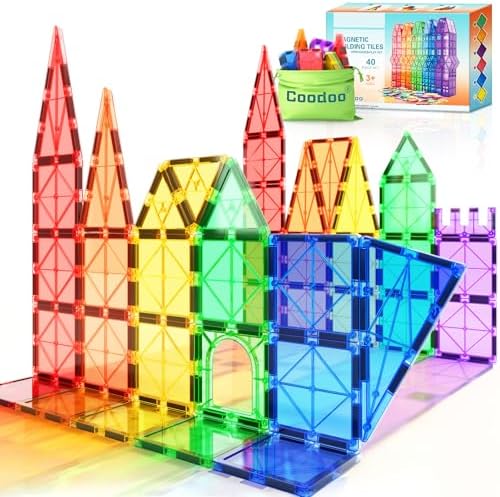 Coodoo Magnetic Tiles STEM Learning Toy for Kids 40PCS