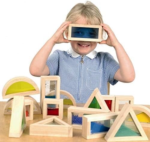 Kvintes Large Wooden Rainbow Blocks 16 Pcs Set