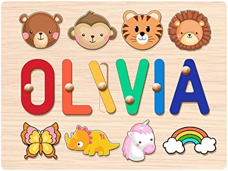 Personalized Name Puzzle for Kids - 1-3 Year Old Wooden Toy