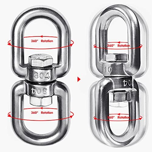 Velomill 304 Stainless Steel Swivel Eye Hook M8 Double Ended with Snap Hooks