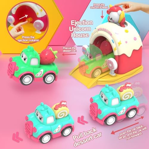 Unicorn Car Toys Set for 1 Year Old Girls