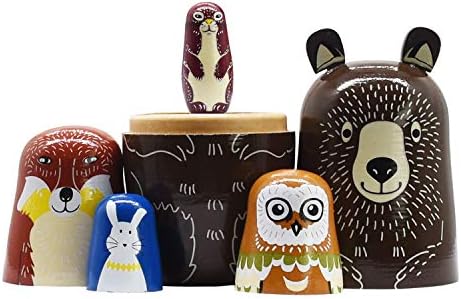 Tphon Wooden Nesting Dolls Set of 5 Bear and Animals