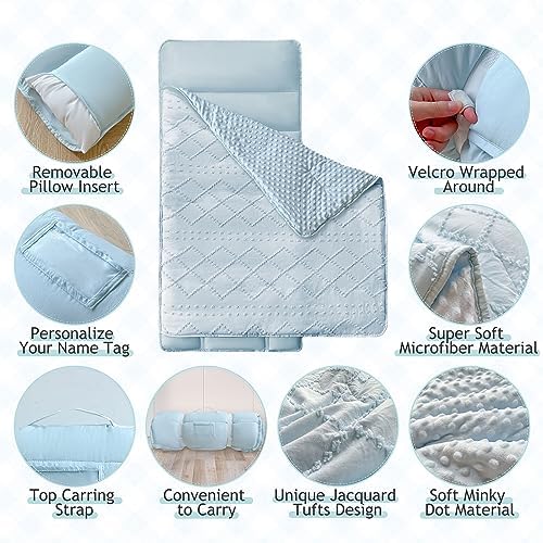 VIVILINEN Tufted Toddler Nap Mat with Pillow for Kids