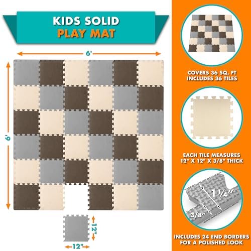 ProSource Foam Puzzle Floor Play Mat for Kids