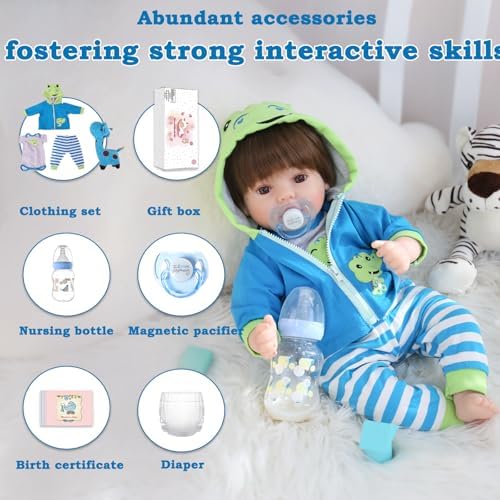 CHAREX Reborn Baby Boy 18 Inch Lifelike Cuddle Doll