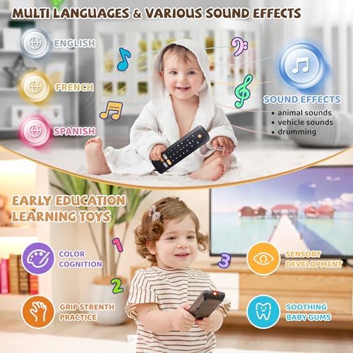 KIRALUMI Baby TV Remote Toy with Lights and Sounds