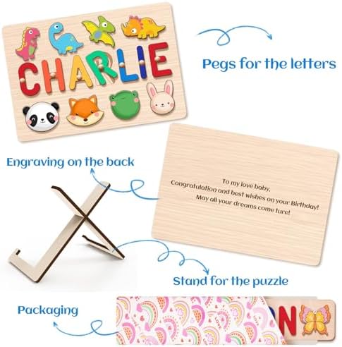 Personalized Wooden Name Puzzle for Toddlers 1-3 1