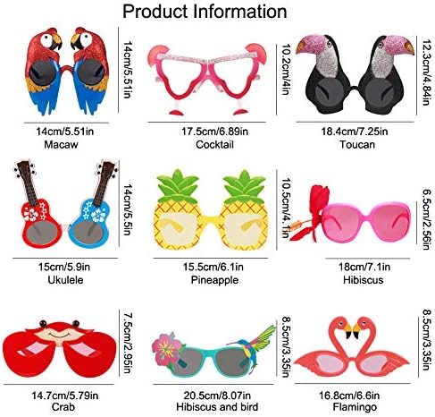 Ocean Line Luau Party Sunglasses Set - 9 Pairs Hawaiian Themed Gift