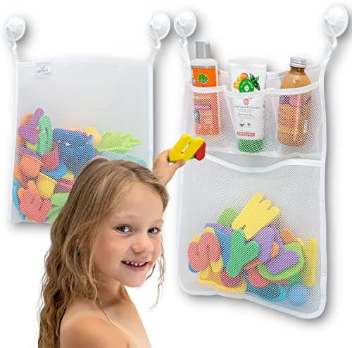 Comfylife 2-Pack Mesh Bath Toy Organizer with 8 Strong Hooks