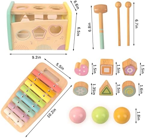 WOODENFUN Hammering Toy Educational Xylophone Shape Sorter for Toddlers