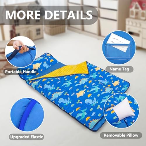 Primlect Toddler Nap Mat with Pillow and Blanket 55x35 Extra Large Sleep Bag